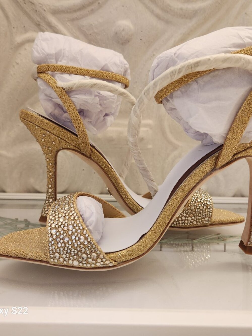 Badgley Mischka "Sally" Gold Embellished Heeled Sandals. NIB. Size 8.5 - Picture 6 of 10